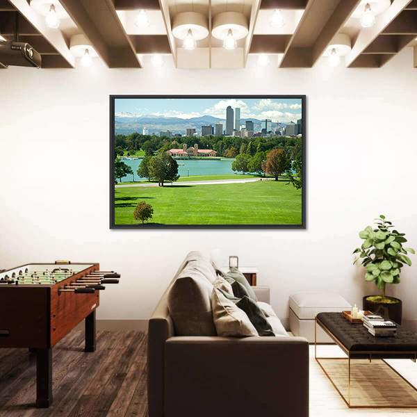 View On Denver Skylight In Fall Canvas Wall Art-3 Horizontal-Gallery Wrap-25" x 16"-Tiaracle