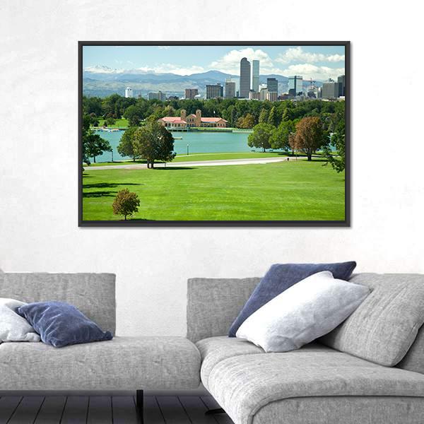 View On Denver Skylight In Fall Canvas Wall Art-3 Horizontal-Gallery Wrap-25" x 16"-Tiaracle