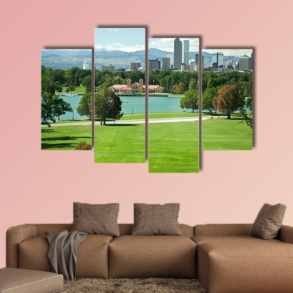 View On Denver Skylight In Fall Canvas Wall Art-4 Pop-Gallery Wrap-50" x 32"-Tiaracle