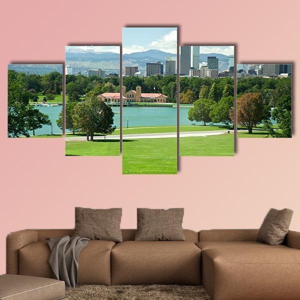 View On Denver Skylight In Fall Canvas Wall Art-5 Pop-Gallery Wrap-47" x 32"-Tiaracle