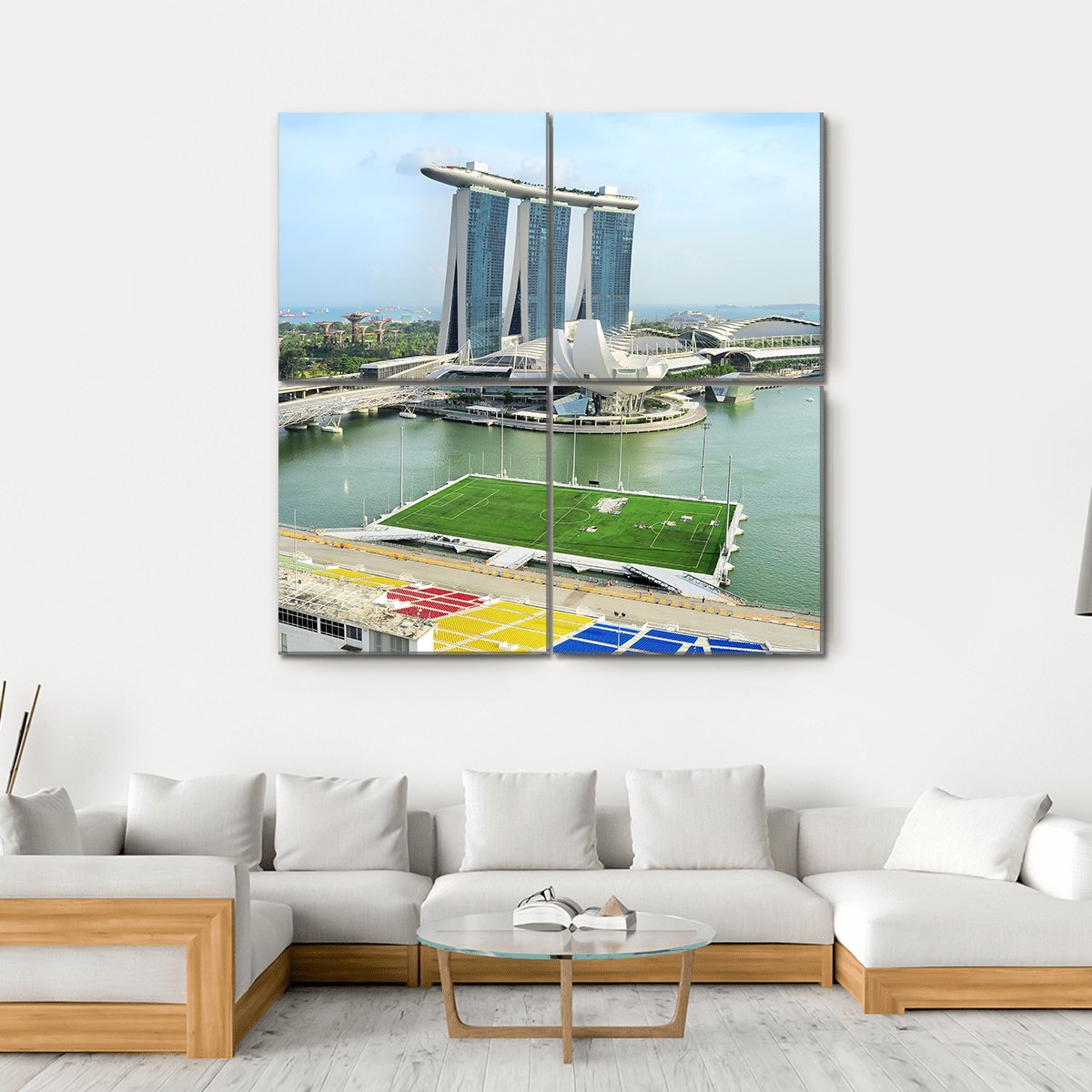 View On Marina Bay Canvas Wall Art-4 Square-Gallery Wrap-17" x 17"-Tiaracle