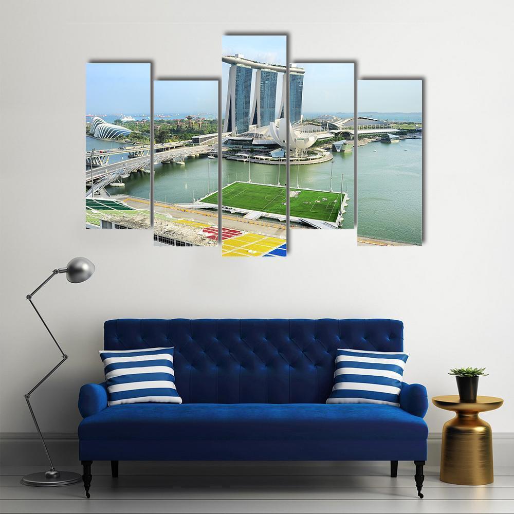 View On Marina Bay Canvas Wall Art-5 Pop-Gallery Wrap-47&quot; x 32&quot;-Tiaracle