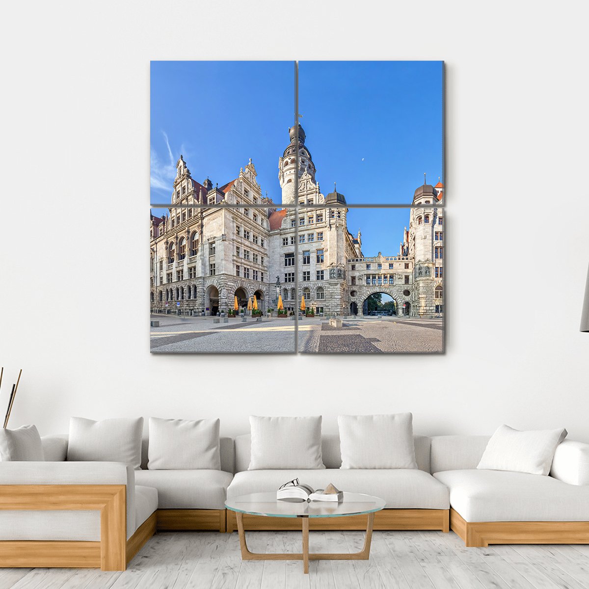 View On New Town Hall Canvas Wall Art-4 Square-Gallery Wrap-17" x 17"-Tiaracle
