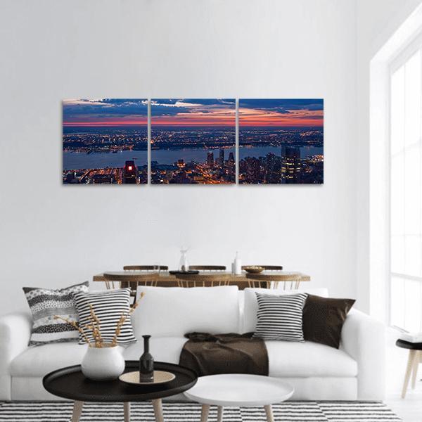 New York &amp; New Jersey Panoramic Canvas Wall Art-3 Piece-25" x 08"-Tiaracle