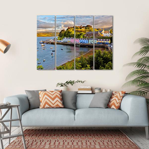 View On Portree Before Sunset Canvas Wall Art-4 Horizontal-Gallery Wrap-34" x 24"-Tiaracle