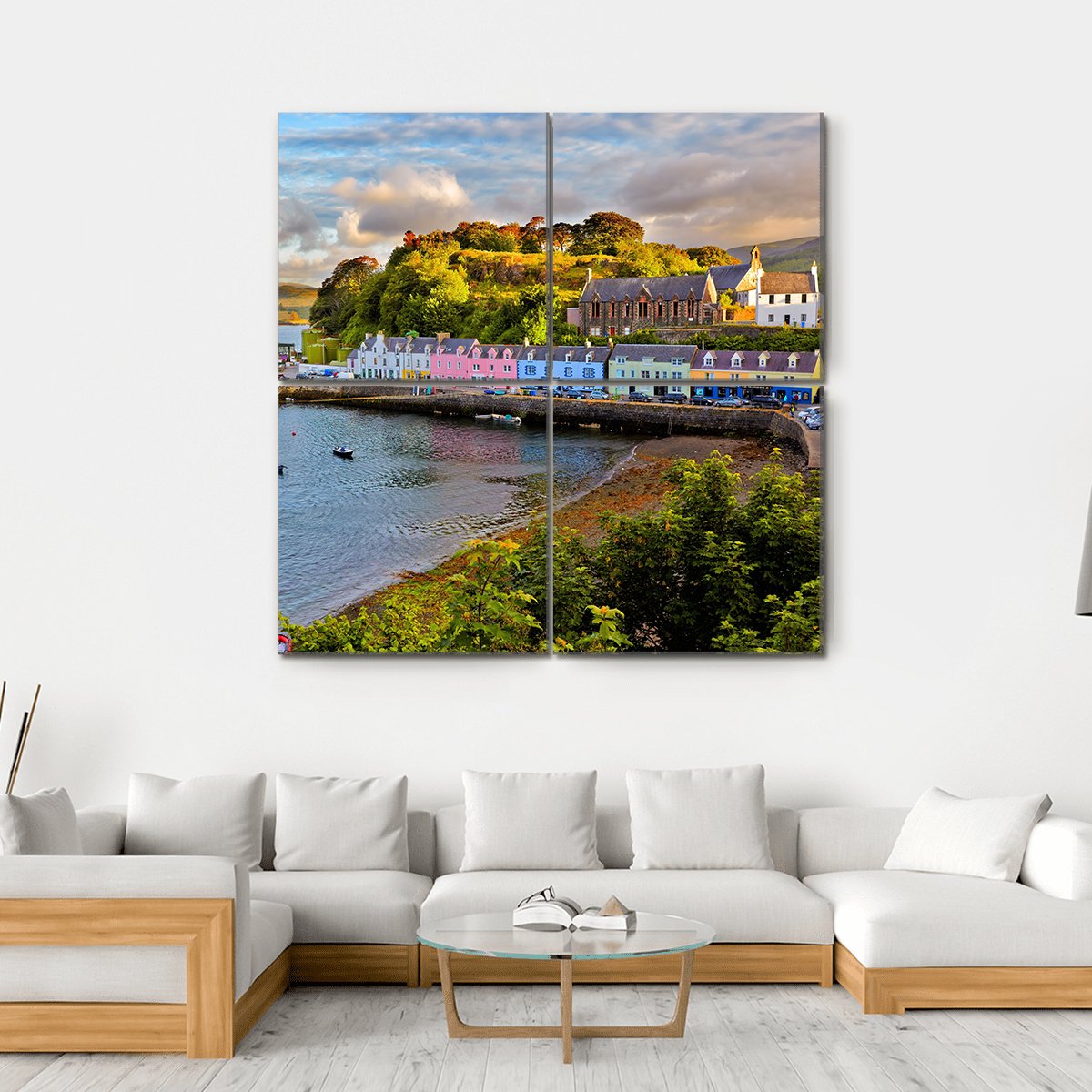 View On Portree Before Sunset Canvas Wall Art-4 Square-Gallery Wrap-17" x 17"-Tiaracle