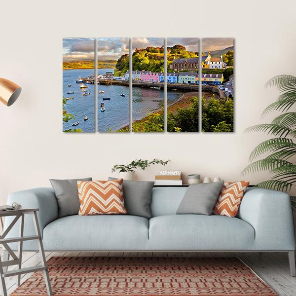 View On Portree Before Sunset Canvas Wall Art-5 Horizontal-Gallery Wrap-22" x 12"-Tiaracle