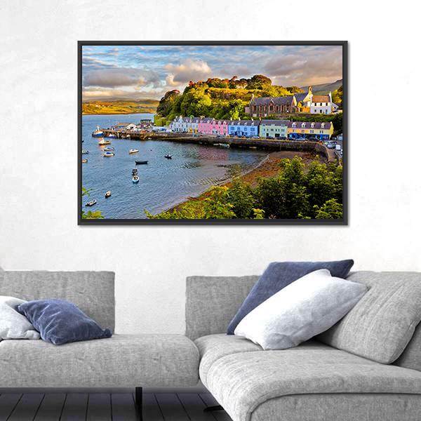 View On Portree Before Sunset Canvas Wall Art-5 Horizontal-Gallery Wrap-22" x 12"-Tiaracle