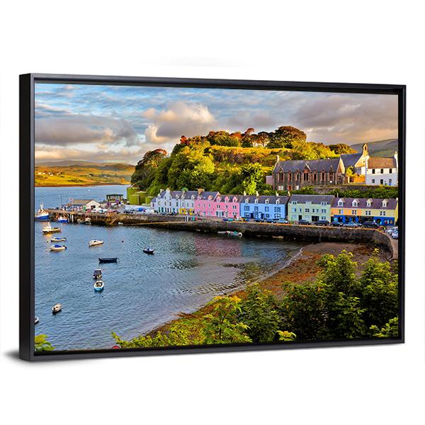 View On Portree Before Sunset Canvas Wall Art-5 Horizontal-Gallery Wrap-22" x 12"-Tiaracle