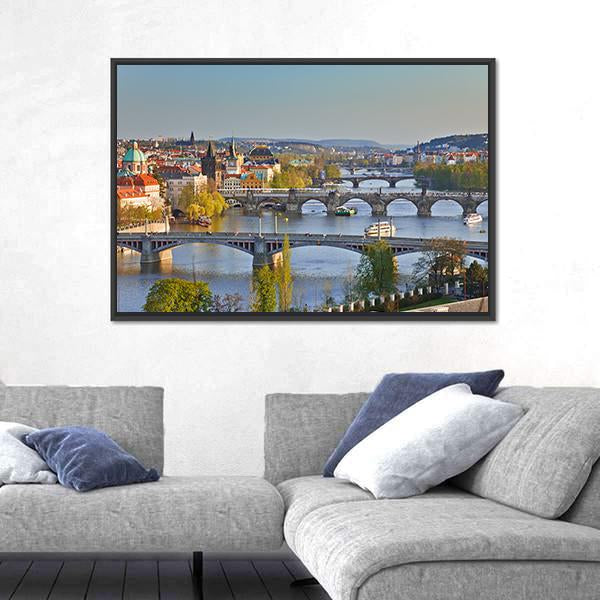 View On Prague At Sunset Canvas Wall Art-5 Horizontal-Gallery Wrap-22" x 12"-Tiaracle