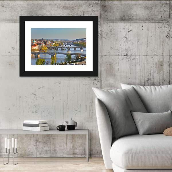 View On Prague At Sunset Canvas Wall Art-5 Horizontal-Gallery Wrap-22" x 12"-Tiaracle