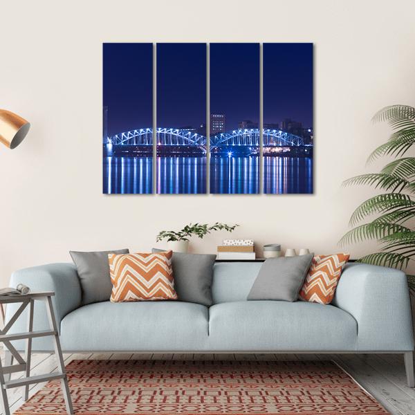 View On Railway Bridge Across Neva River Canvas Wall Art-4 Horizontal-Gallery Wrap-34" x 24"-Tiaracle