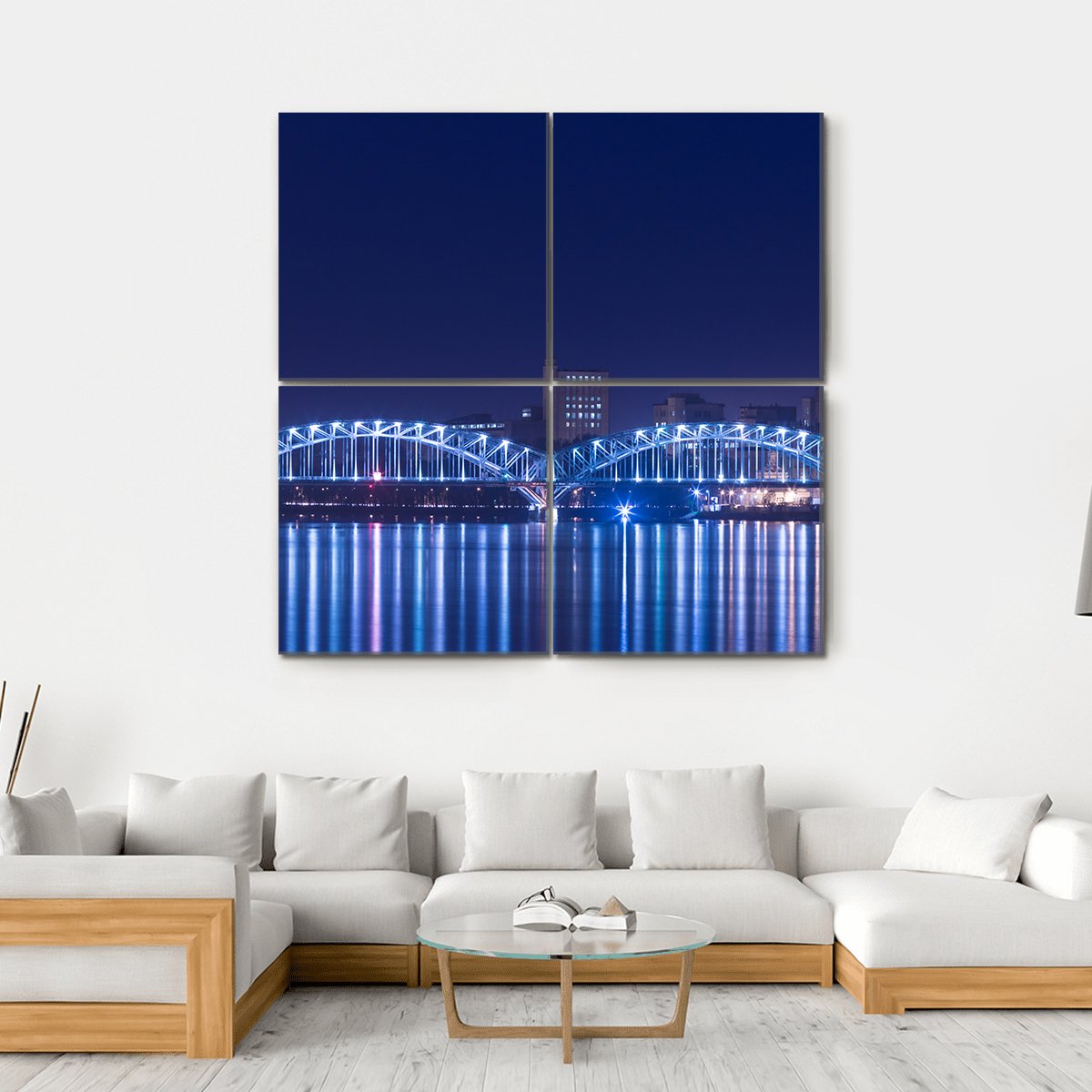 View On Railway Bridge Across Neva River Canvas Wall Art-4 Square-Gallery Wrap-17" x 17"-Tiaracle