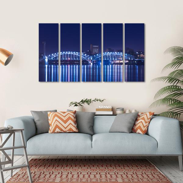 View On Railway Bridge Across Neva River Canvas Wall Art-5 Horizontal-Gallery Wrap-22" x 12"-Tiaracle