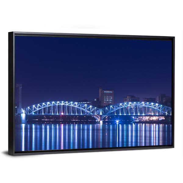 View On Railway Bridge Across Neva River Canvas Wall Art-3 Horizontal-Gallery Wrap-25" x 16"-Tiaracle