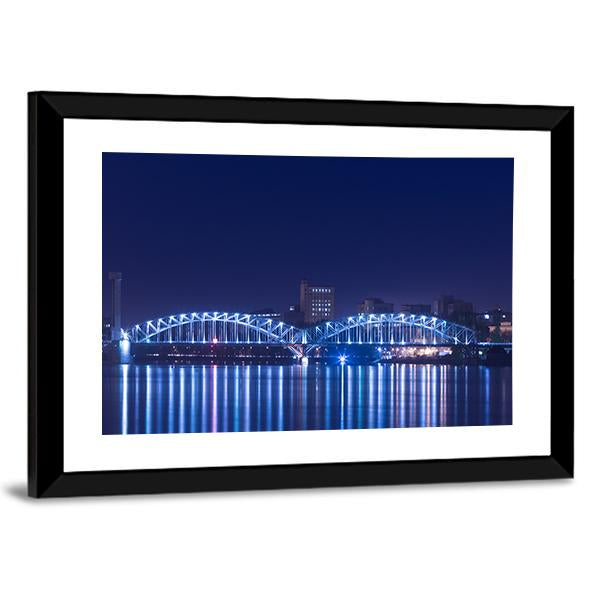 View On Railway Bridge Across Neva River Canvas Wall Art-3 Horizontal-Gallery Wrap-25" x 16"-Tiaracle