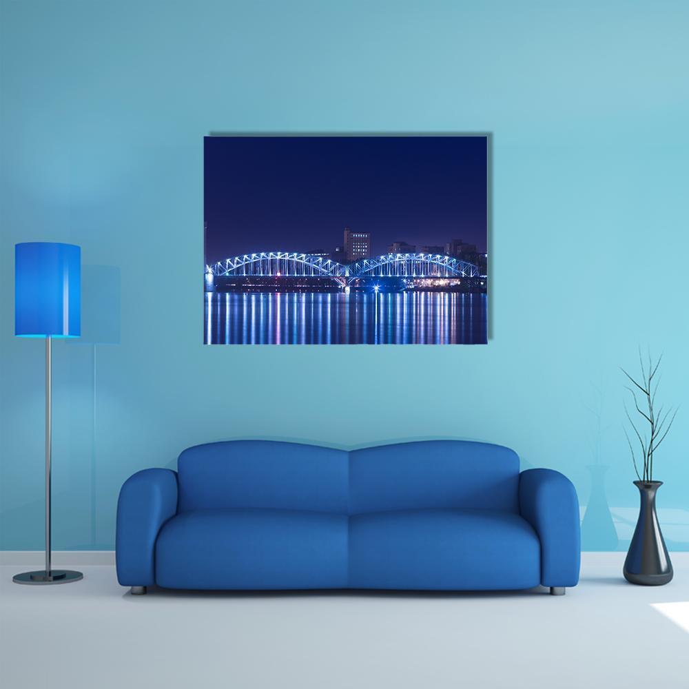 View On Railway Bridge Across Neva River Canvas Wall Art-5 Star-Gallery Wrap-62" x 32"-Tiaracle