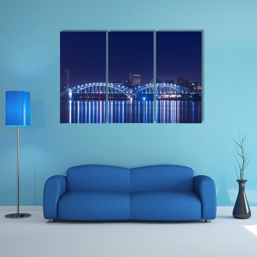 View On Railway Bridge Across Neva River Canvas Wall Art-3 Horizontal-Gallery Wrap-37" x 24"-Tiaracle