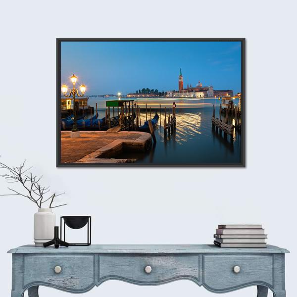 View On San Giorgio In Venice Canvas Wall Art-1 Piece-Floating Frame-24" x 16"-Tiaracle