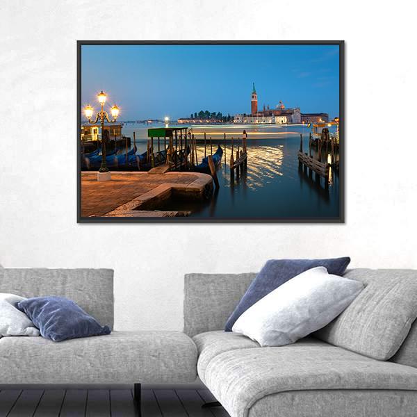 View On San Giorgio In Venice Canvas Wall Art-3 Horizontal-Gallery Wrap-25" x 16"-Tiaracle