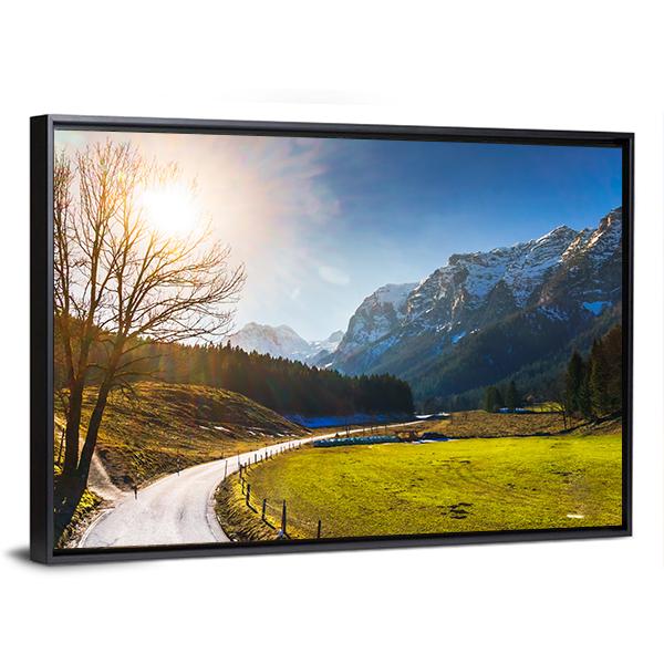 View On Spring Landscape By Berchtesgaden Canvas Wall Art-3 Horizontal-Gallery Wrap-25" x 16"-Tiaracle
