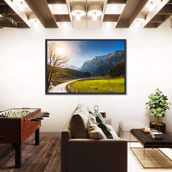 View On Spring Landscape By Berchtesgaden Canvas Wall Art-3 Horizontal-Gallery Wrap-25" x 16"-Tiaracle
