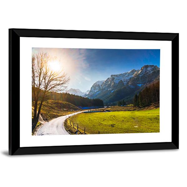 View On Spring Landscape By Berchtesgaden Canvas Wall Art-3 Horizontal-Gallery Wrap-25" x 16"-Tiaracle
