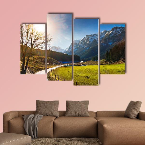 View On Spring Landscape By Berchtesgaden Canvas Wall Art-4 Pop-Gallery Wrap-50" x 32"-Tiaracle