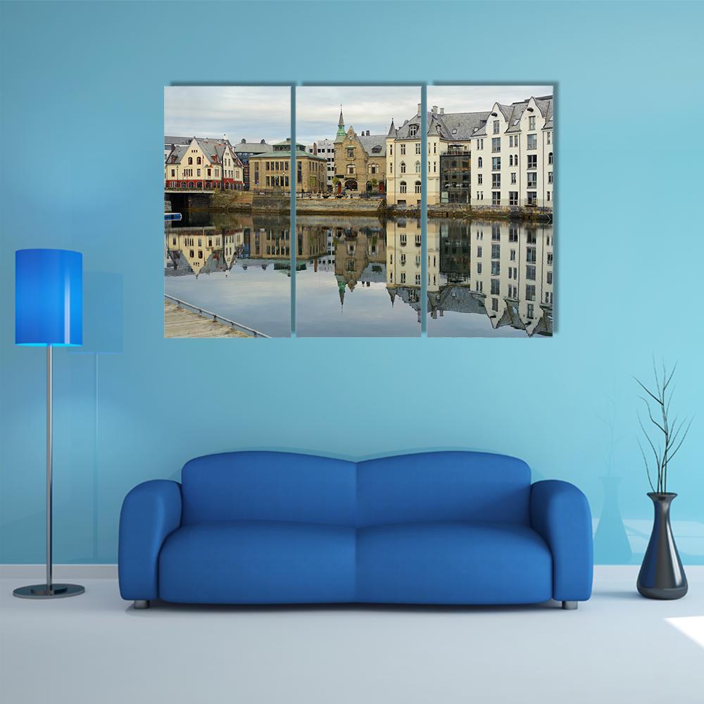 View On Streets And Houses At City Of Alesund Canvas Wall Art-3 Horizontal-Gallery Wrap-37" x 24"-Tiaracle