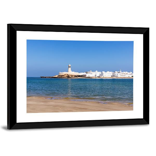 View On Sur Lighthouse In Oman Canvas Wall Art-3 Horizontal-Gallery Wrap-25" x 16"-Tiaracle