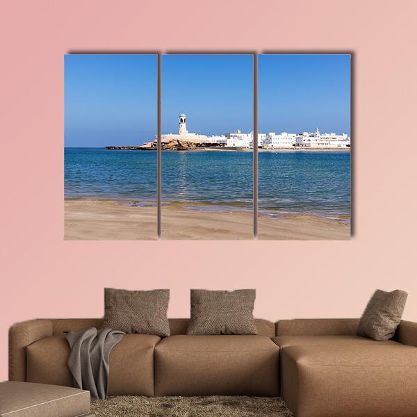 View On Sur Lighthouse In Oman Canvas Wall Art-3 Horizontal-Gallery Wrap-25" x 16"-Tiaracle