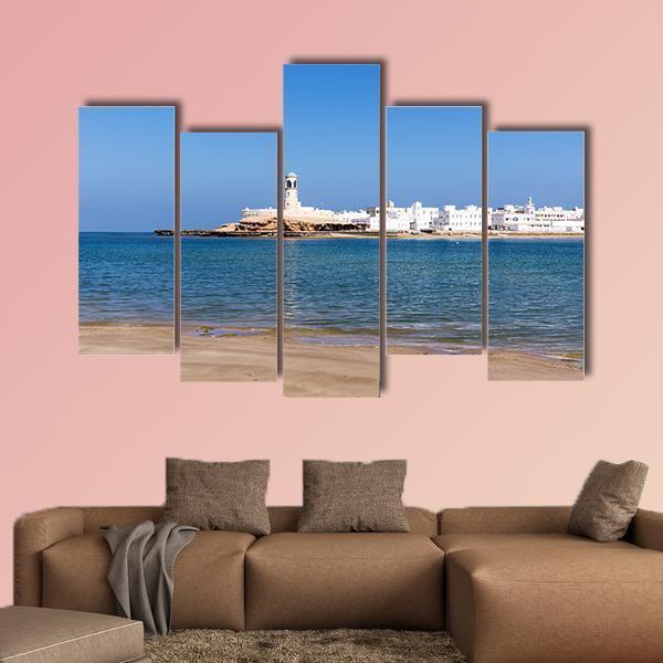 View On Sur Lighthouse In Oman Canvas Wall Art-3 Horizontal-Gallery Wrap-25" x 16"-Tiaracle