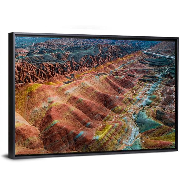 View On The Colorful Rainbow Mountains Canvas Wall Art-3 Horizontal-Gallery Wrap-25" x 16"-Tiaracle