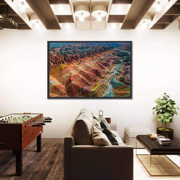 View On The Colorful Rainbow Mountains Canvas Wall Art-5 Horizontal-Gallery Wrap-22" x 12"-Tiaracle
