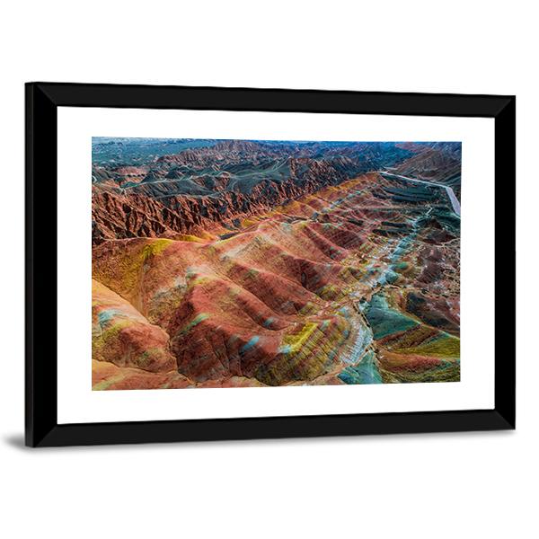 View On The Colorful Rainbow Mountains Canvas Wall Art-3 Horizontal-Gallery Wrap-25" x 16"-Tiaracle