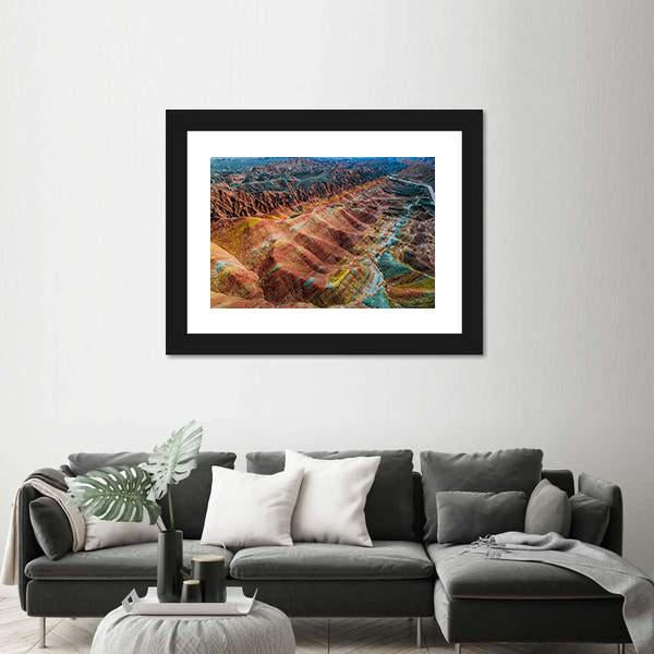 View On The Colorful Rainbow Mountains Canvas Wall Art-5 Horizontal-Gallery Wrap-22" x 12"-Tiaracle