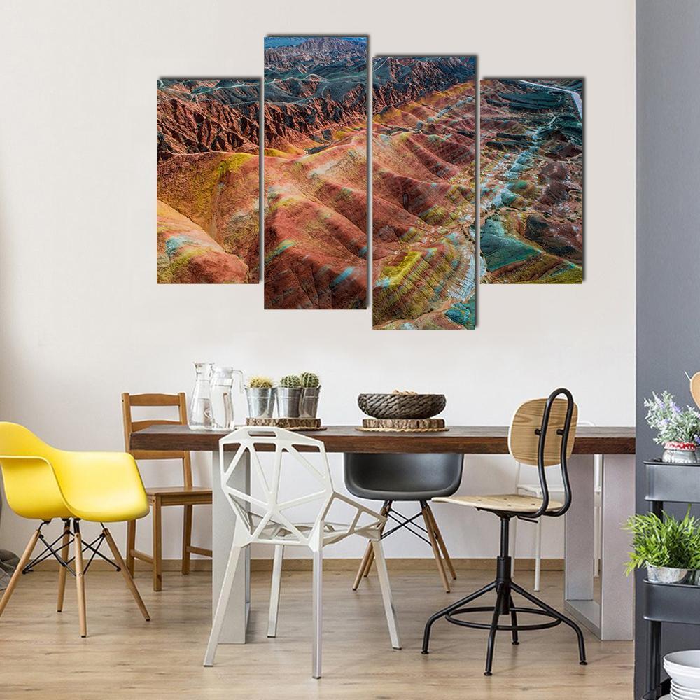 View On The Colorful Rainbow Mountains Canvas Wall Art-3 Horizontal-Gallery Wrap-37" x 24"-Tiaracle