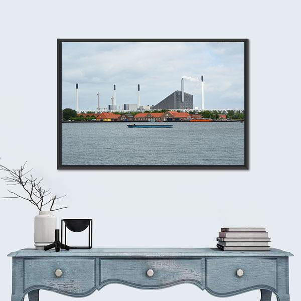 View On The Incinerator Of Copenhagen Canvas Wall Art-1 Piece-Floating Frame-24" x 16"-Tiaracle