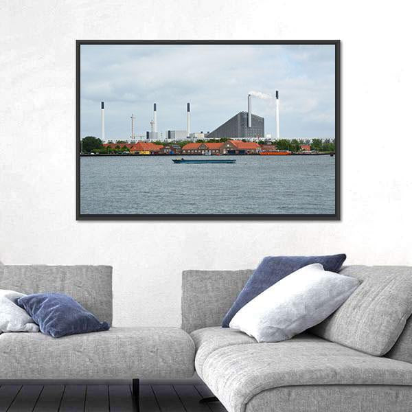 View On The Incinerator Of Copenhagen Canvas Wall Art-3 Horizontal-Gallery Wrap-25" x 16"-Tiaracle