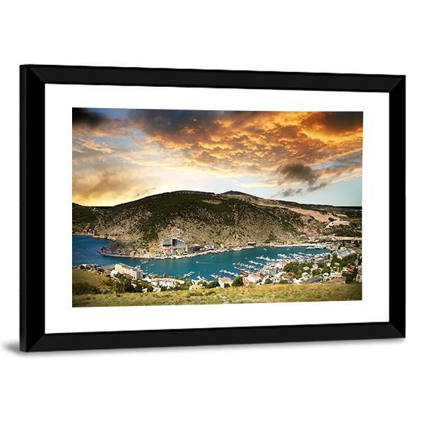 View On The Seascape With Mountains Canvas Wall Art-3 Horizontal-Gallery Wrap-25" x 16"-Tiaracle