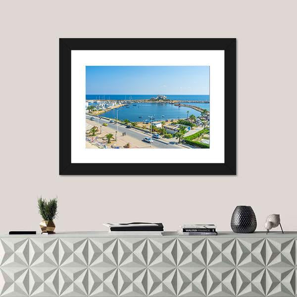 View On The Small Fishing Port Canvas Wall Art-1 Piece-Framed Print-20" x 16"-Tiaracle