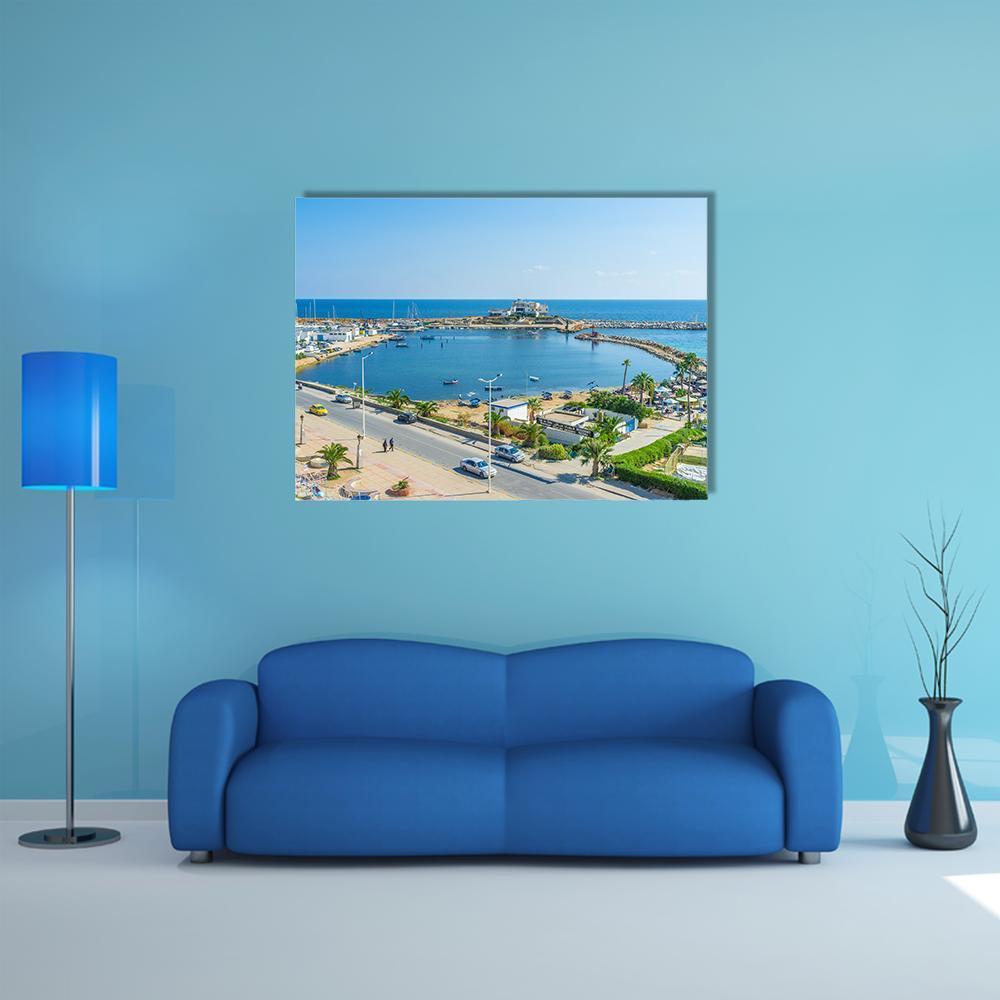 View On The Small Fishing Port Canvas Wall Art-4 Horizontal-Gallery Wrap-34" x 24"-Tiaracle