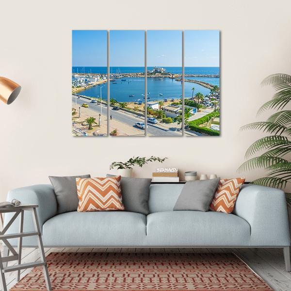 View On The Small Fishing Port Canvas Wall Art-4 Horizontal-Gallery Wrap-34" x 24"-Tiaracle