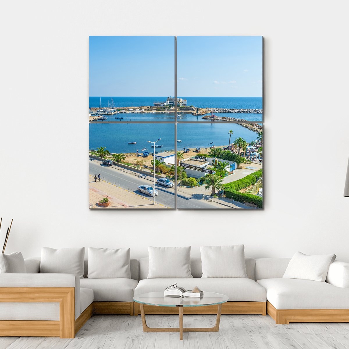 View On The Small Fishing Port Canvas Wall Art-4 Square-Gallery Wrap-17" x 17"-Tiaracle
