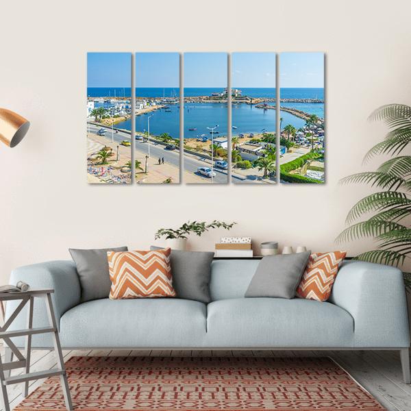View On The Small Fishing Port Canvas Wall Art-5 Horizontal-Gallery Wrap-22" x 12"-Tiaracle