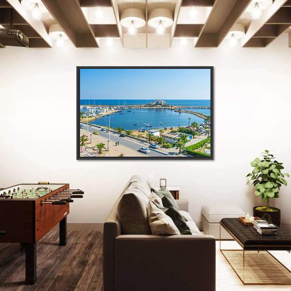 View On The Small Fishing Port Canvas Wall Art-5 Horizontal-Gallery Wrap-22" x 12"-Tiaracle