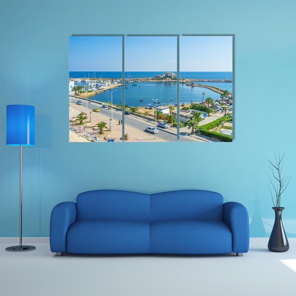 View On The Small Fishing Port Canvas Wall Art-3 Horizontal-Gallery Wrap-37&quot; x 24&quot;-Tiaracle