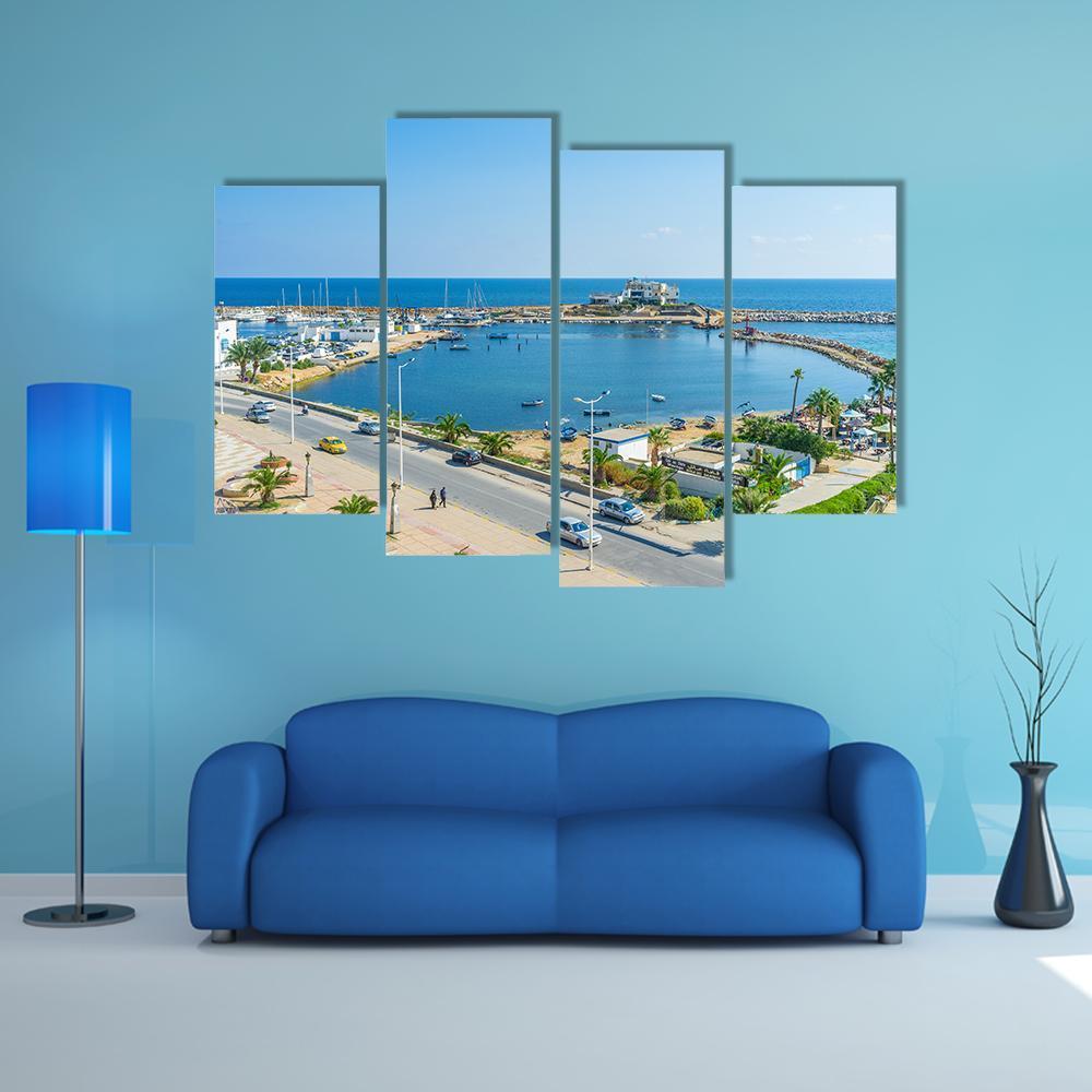 View On The Small Fishing Port Canvas Wall Art-4 Pop-Gallery Wrap-50&quot; x 32&quot;-Tiaracle