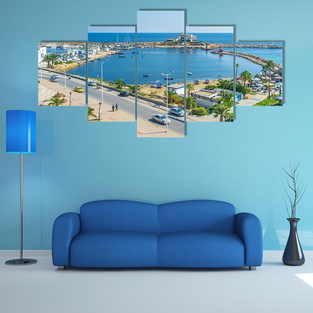 View On The Small Fishing Port Canvas Wall Art-5 Star-Gallery Wrap-62&quot; x 32&quot;-Tiaracle