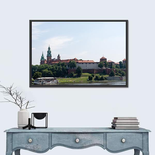View On The Wawel Castle From The Vistula River Canvas Wall Art-1 Piece-Floating Frame-24" x 16"-Tiaracle